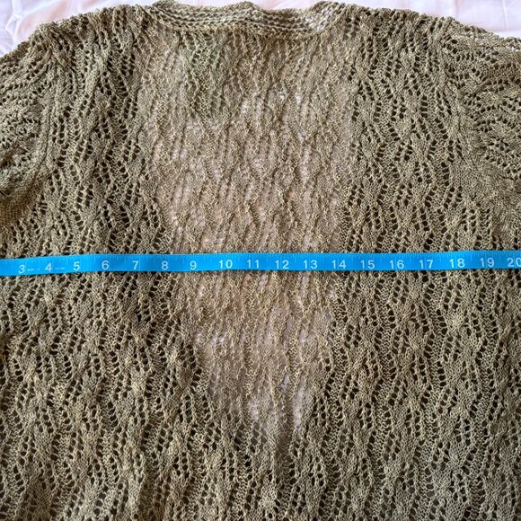 NWT Coldwater Creek Women’s Linen/Cotton Crochet Sweater Shrug, Light Vine, PXL - Picture 7 of 10